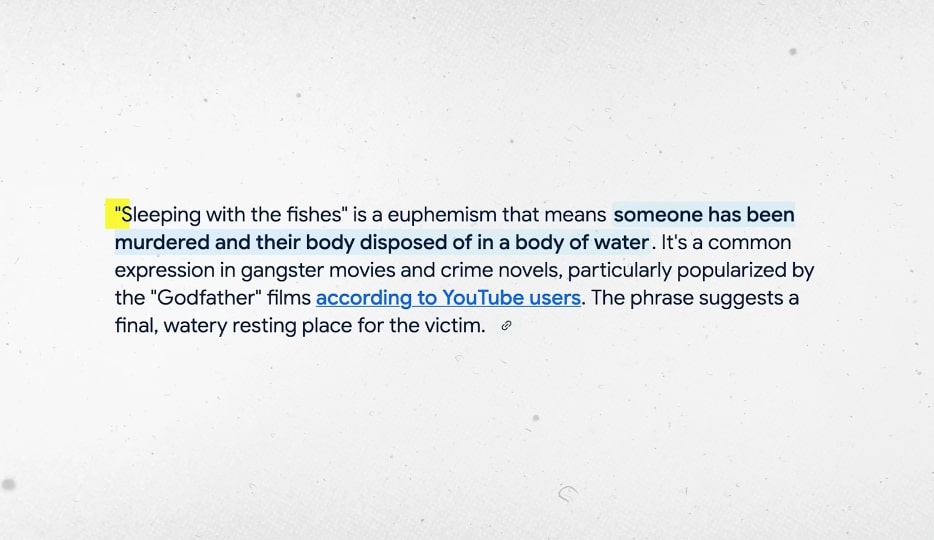 Sleeping with the fishes Mafia phrase reference